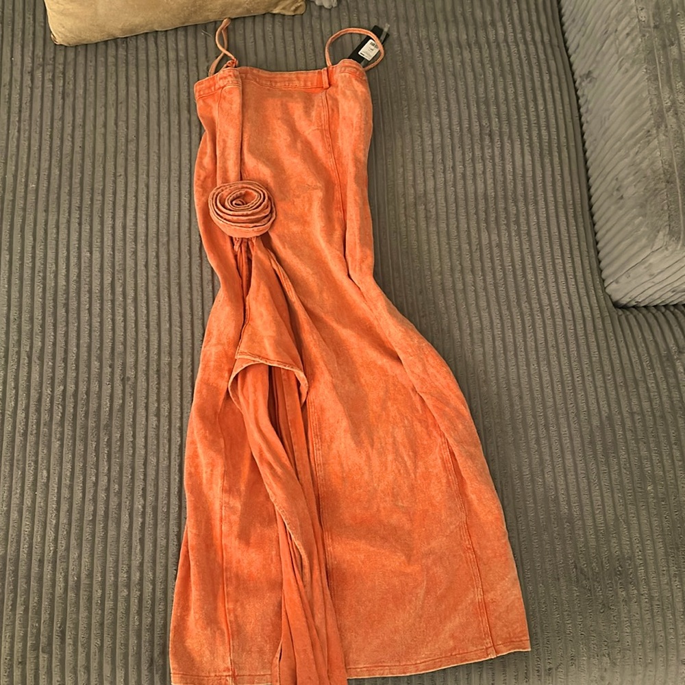 Orange Flower Jean Dress